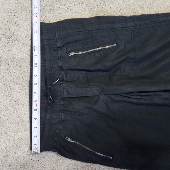 Athleta Cabo Linen Wide Leg Pant Pull On Drawstring Black Size 6 - Picture 4 of 12